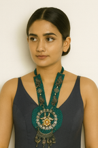 Classy Green Handmade Navratri oxidised fabric fusion jewellery