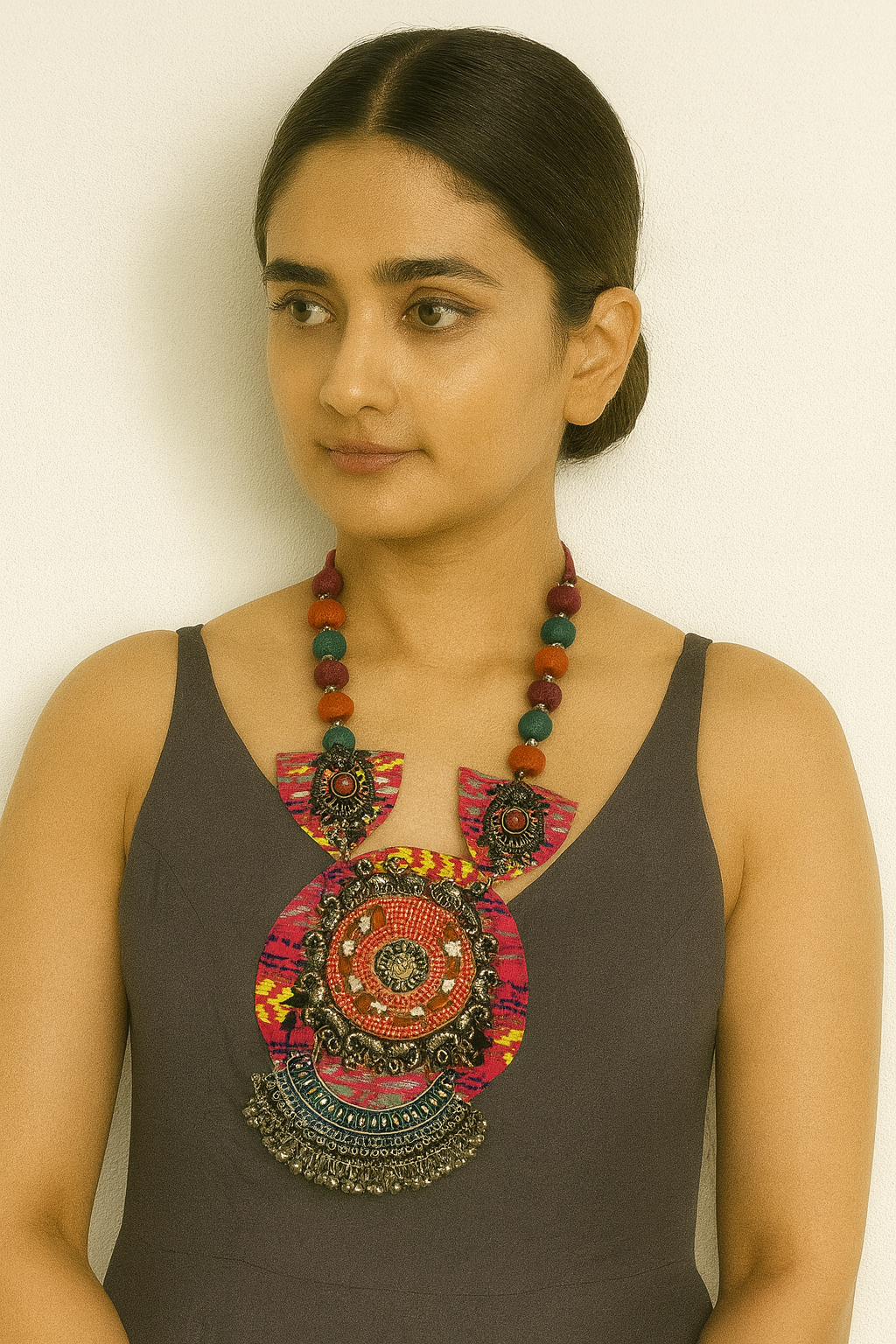 Classy Handmade Navratri oxidised fabric fusion jewellery