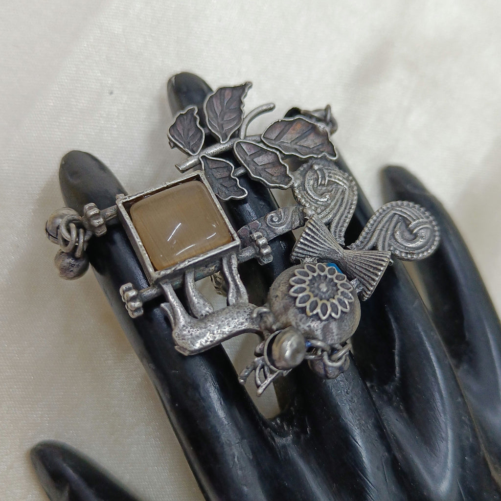 Signature Luxurious Oxidised Silver Plated Ring