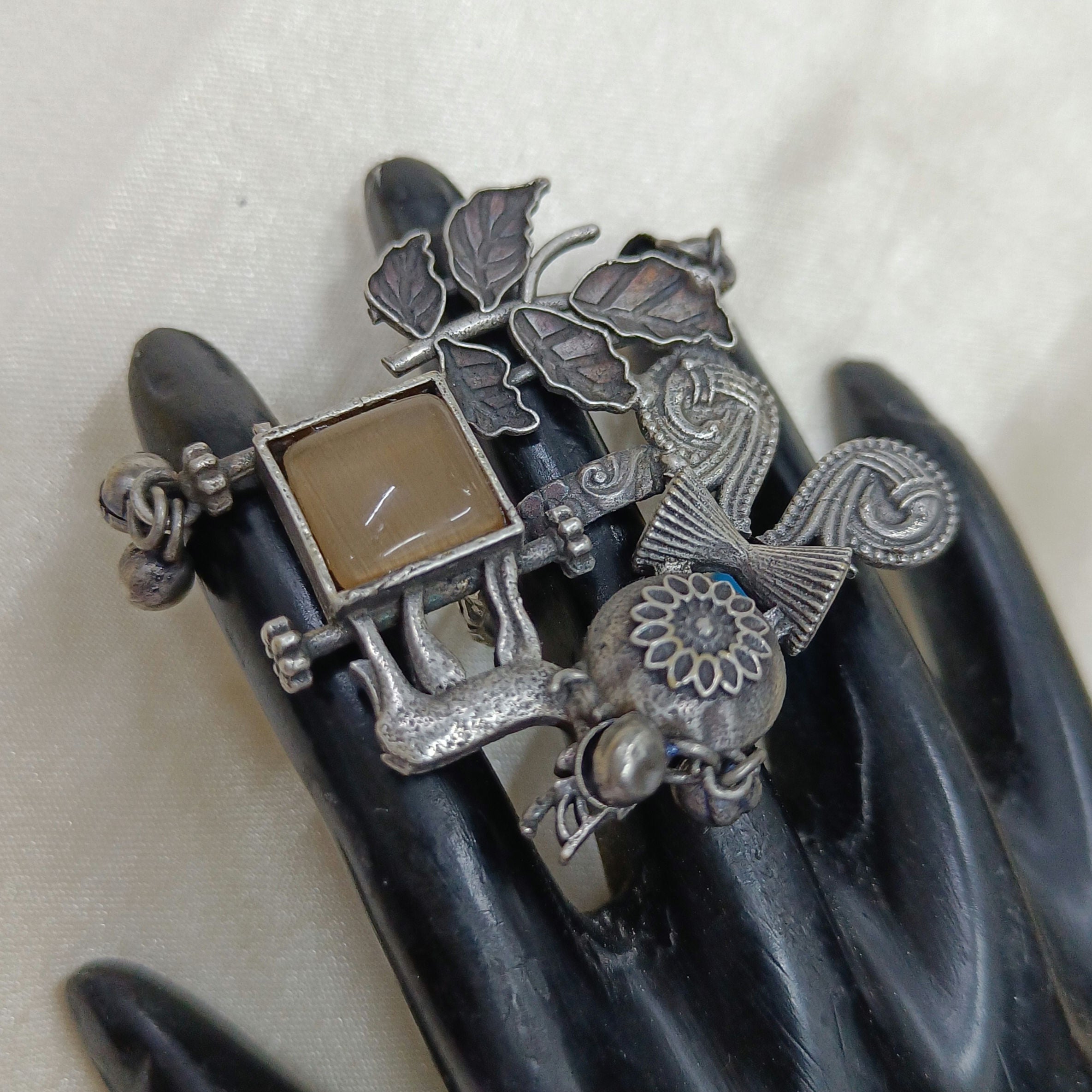 Signature Luxurious Oxidised Silver Plated Ring