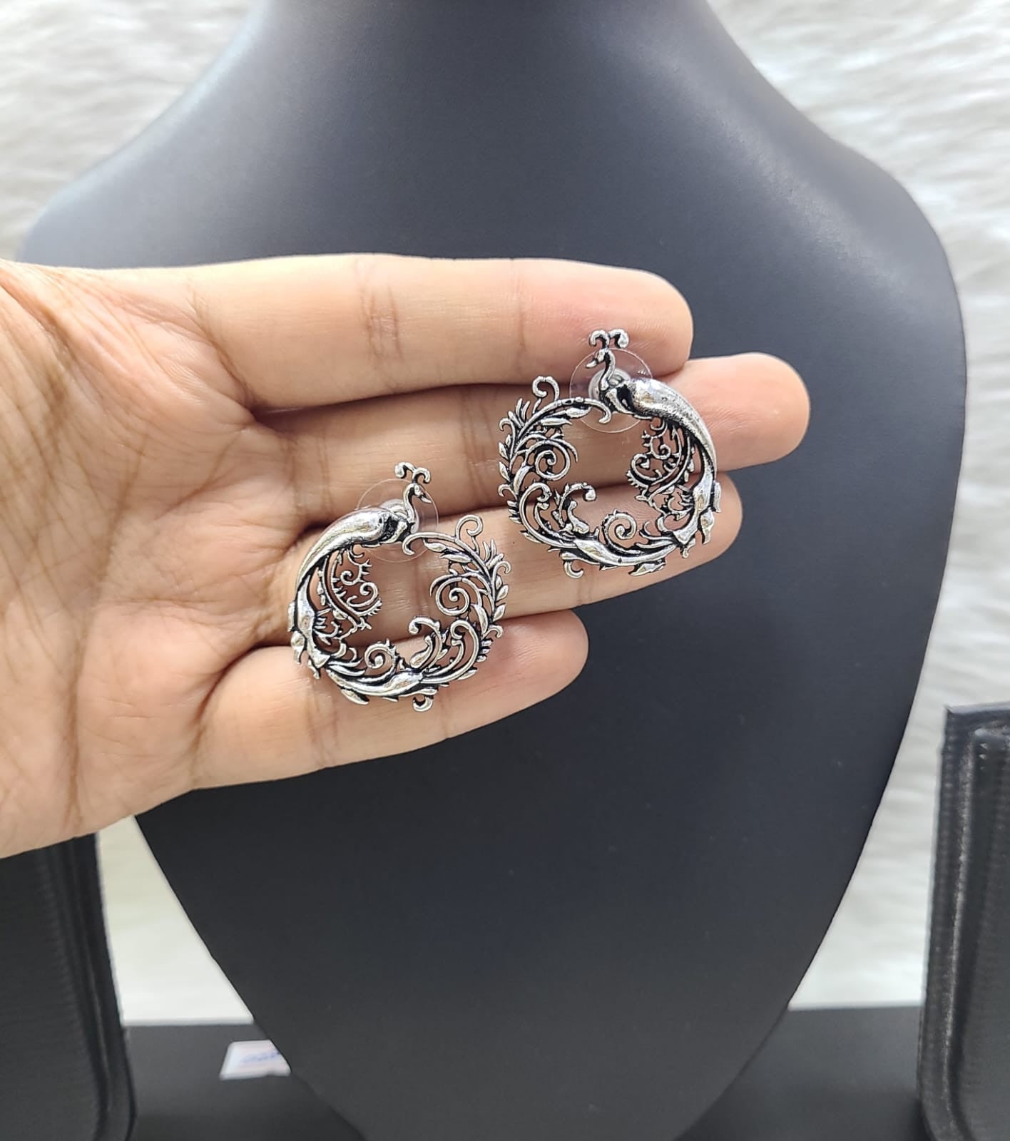 Dazzling German Silver Earring Set - Oxidised German Earrings from Knight Angel Jewels