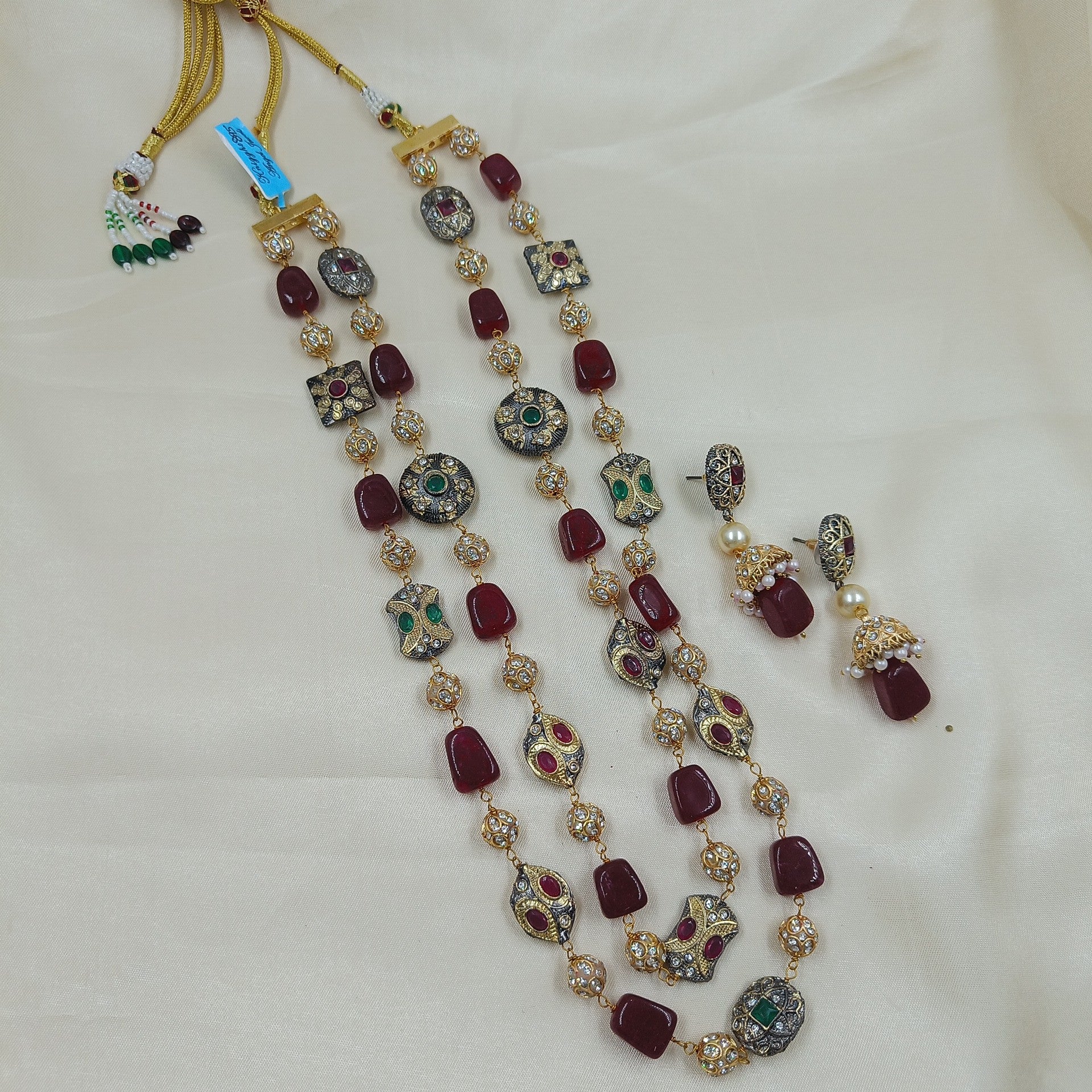 Stylish Premium Quality Semiprecious Double line Stone Mala Set