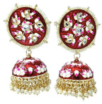 Meenakari Jhumka Earring (ER39 RED) - Earrings Artificial from Knight Angel Jewels