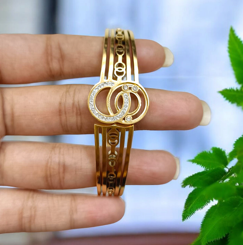 Statement Imported Kada Bracelet for Women and Girls with Rhinestone Accents