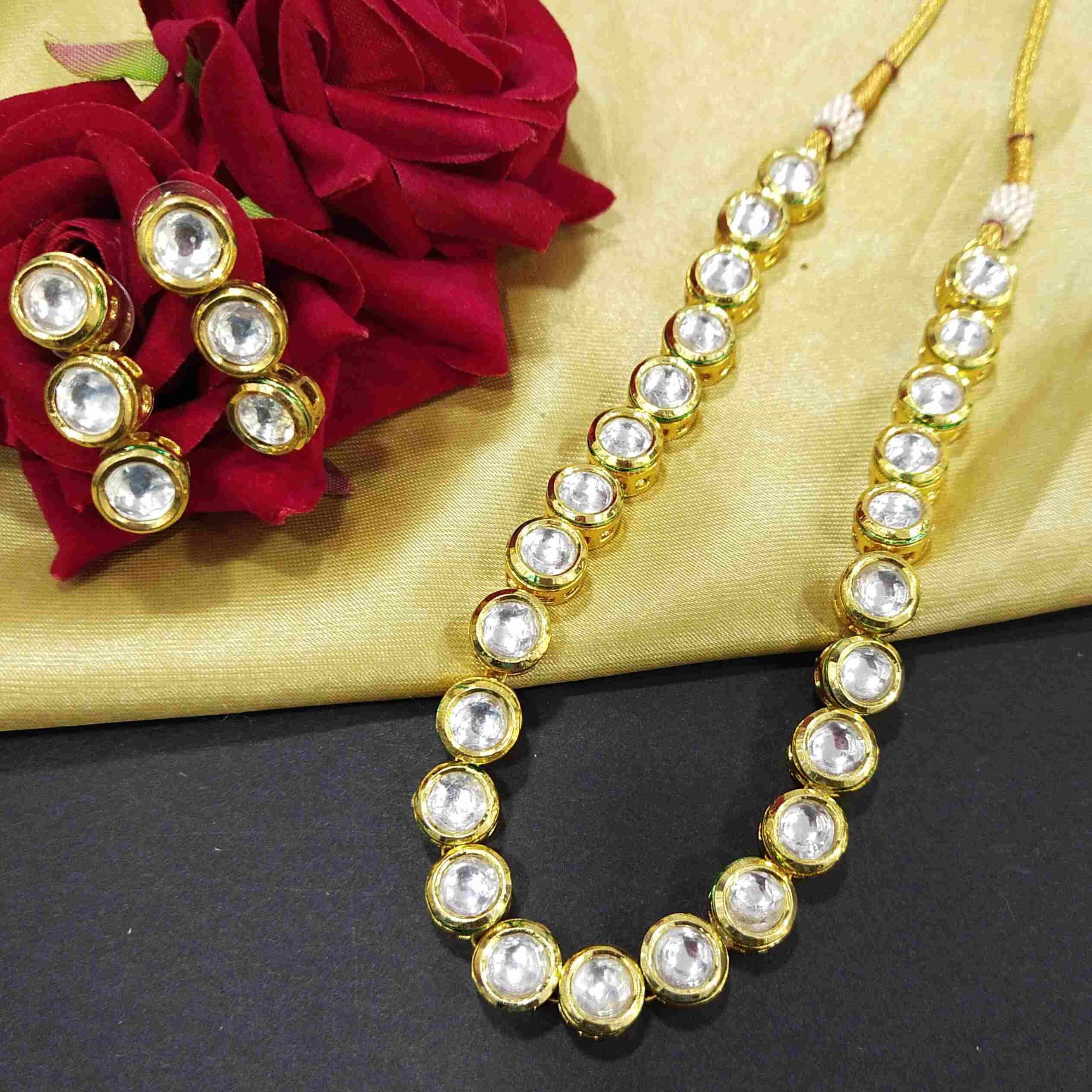 Single Line Kundan Set With Back Meenawork (K1 ROUND)