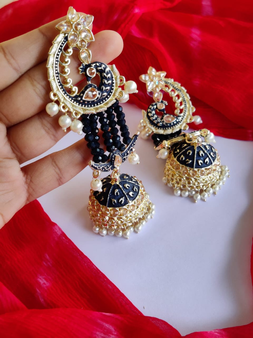 Meenakari Earring (ER23 BLUE) - Earrings Artificial from Knight Angel Jewels