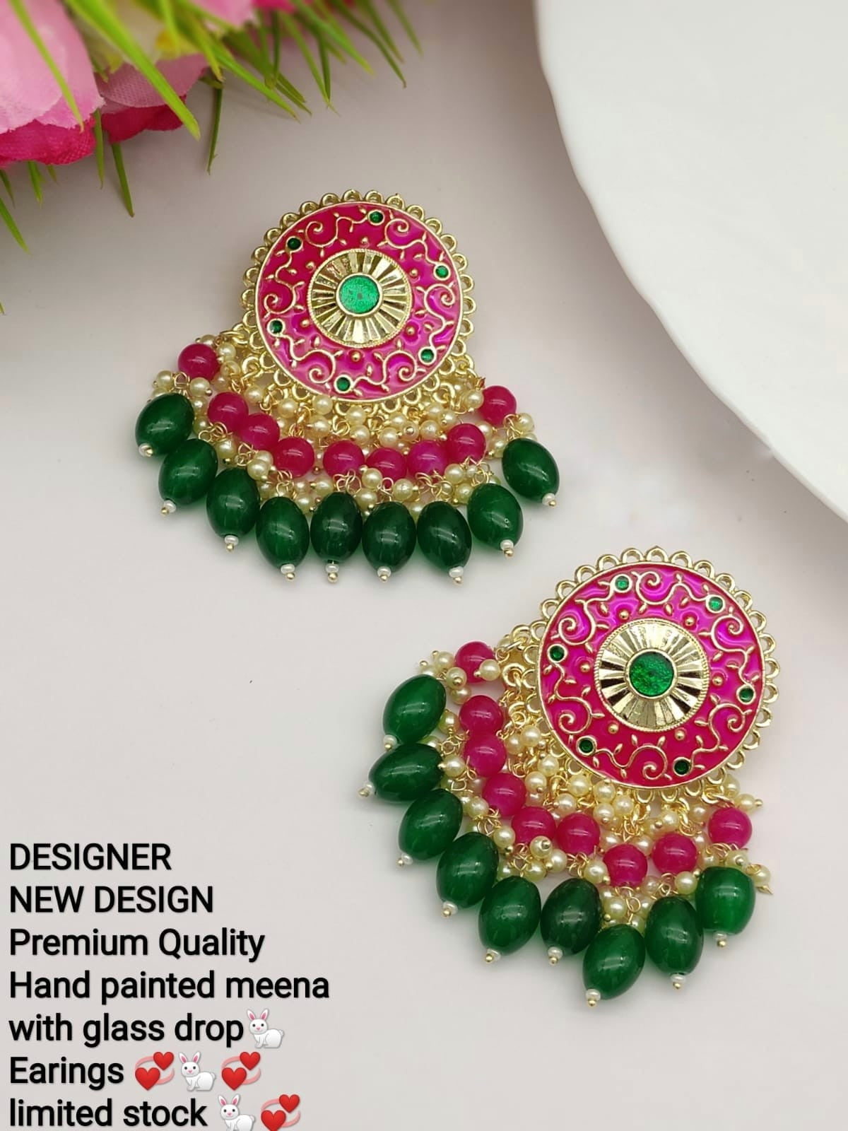 Meenakari Earring (ER87 RANI) - Earrings Artificial from Knight Angel Jewels