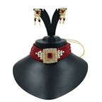 NS43 RED Kundan Necklace Earring Jewellery Set