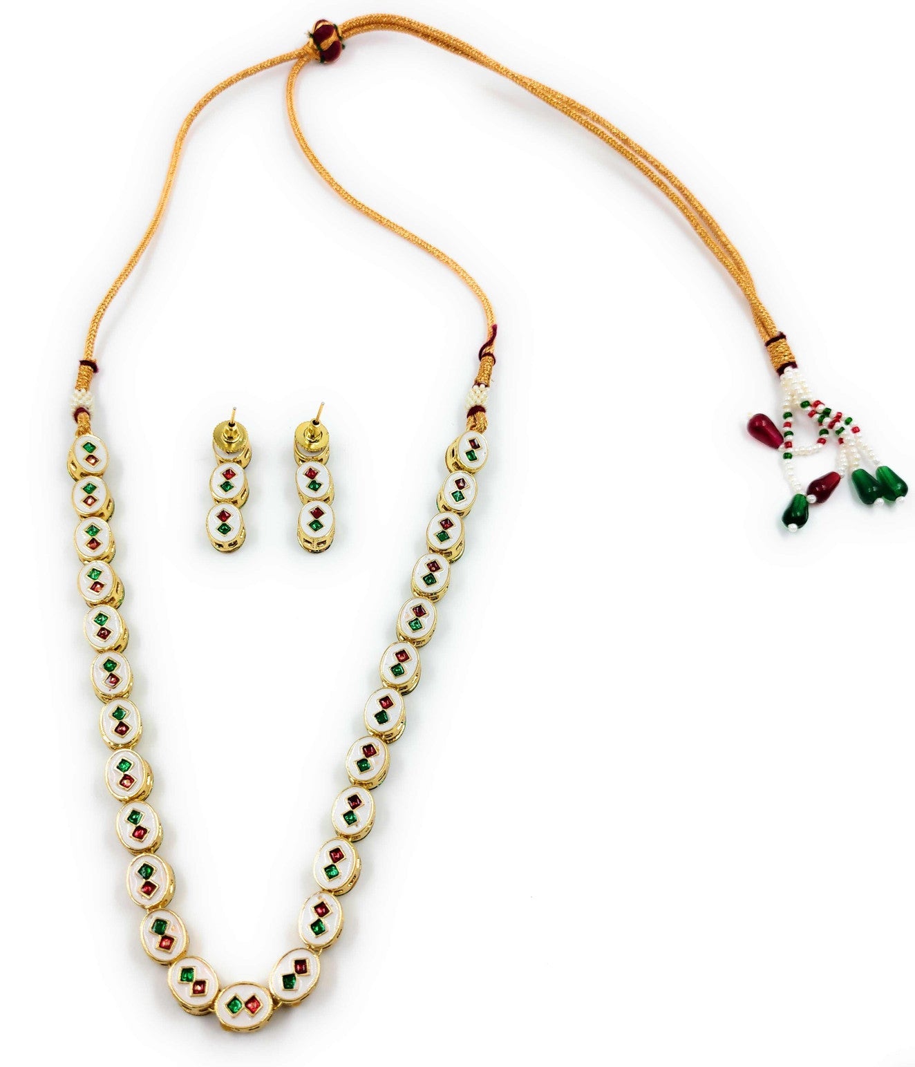 Single Line Kundan Set With Back Meenawork (K1 OVAL)