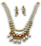NS450 White Kundan Necklace Earring Jewellery Set