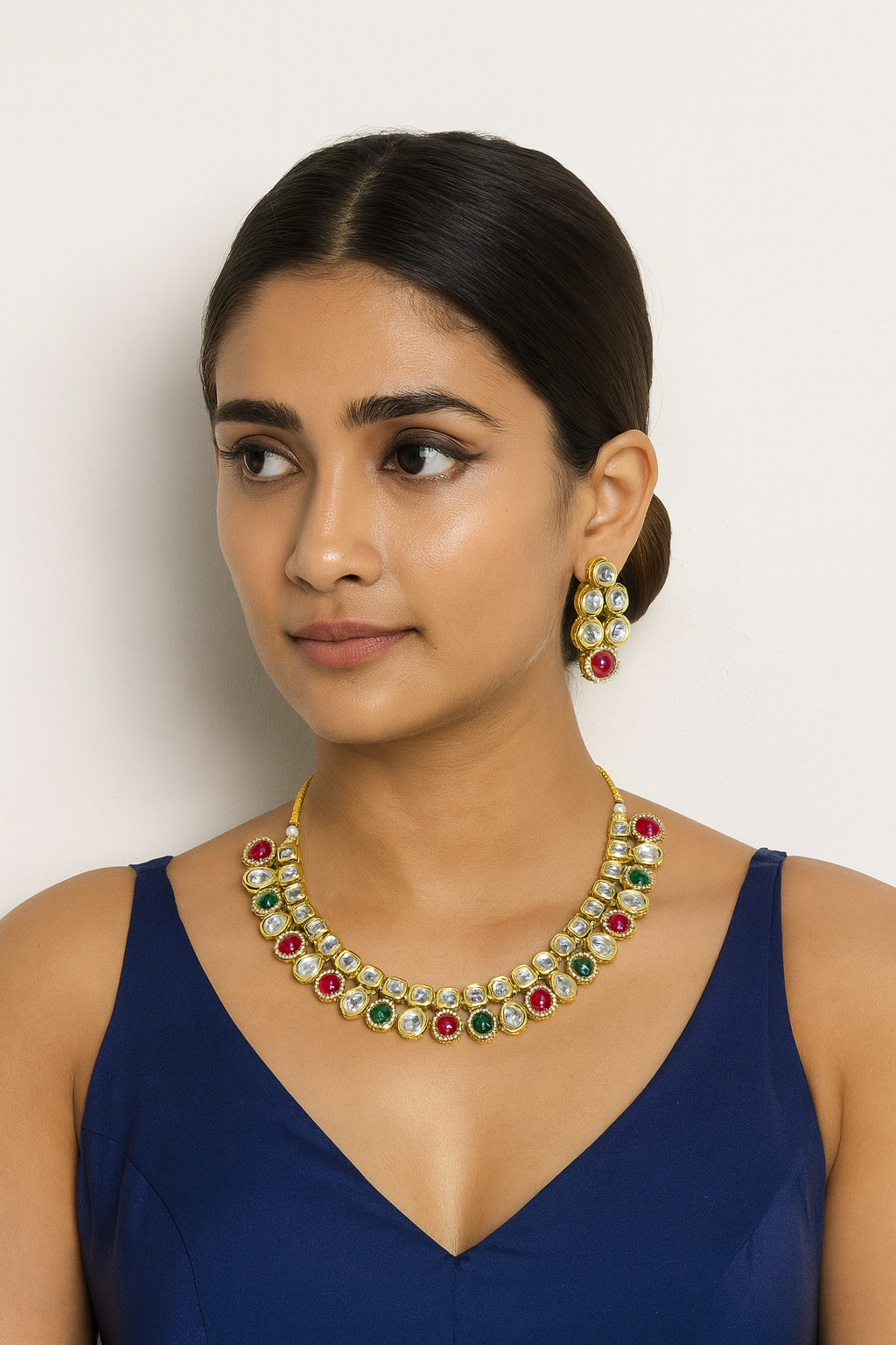 Bold Accent Premium kundan set with monalisa stone