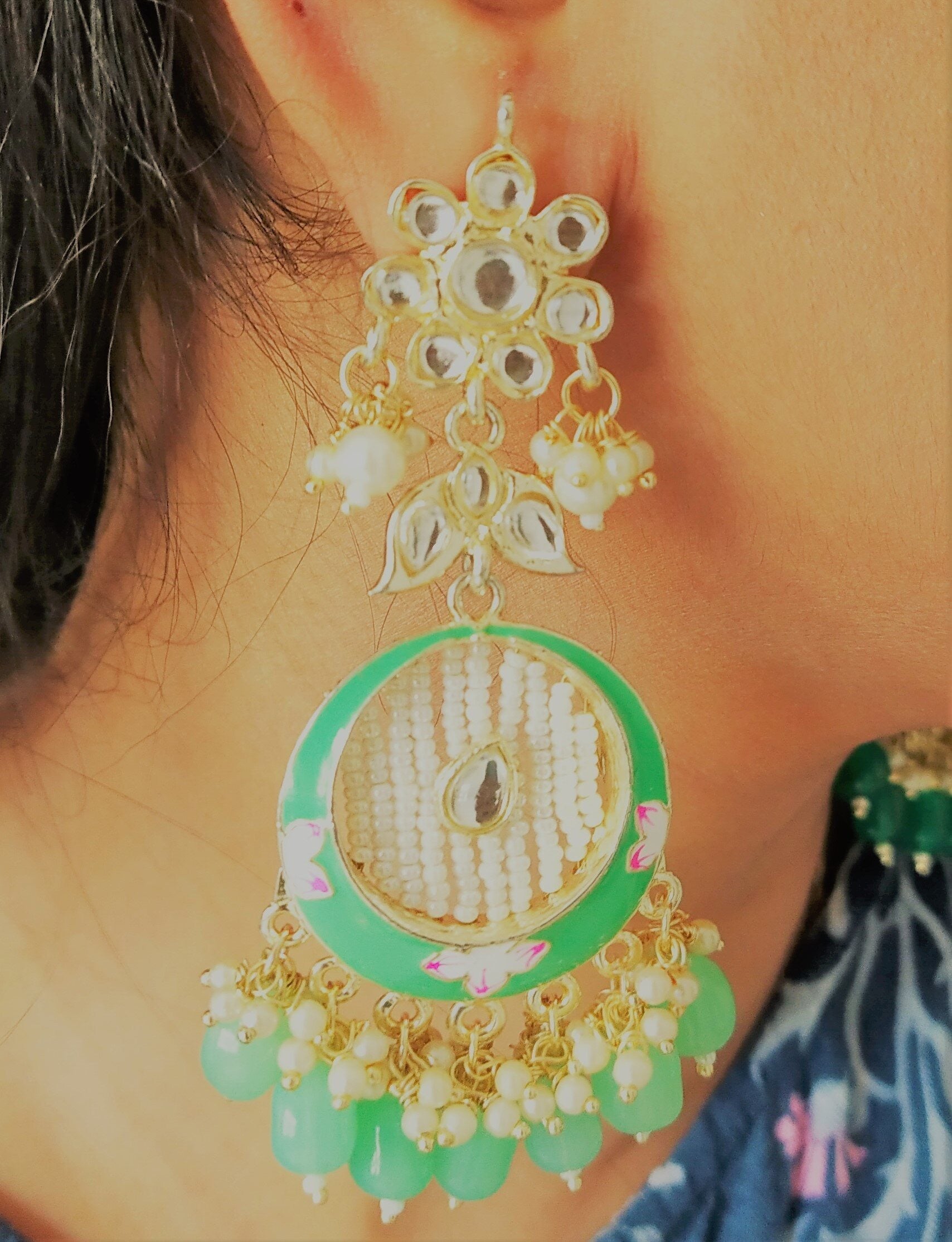 Kundan Meenakari Earring (ER66 PEACH)