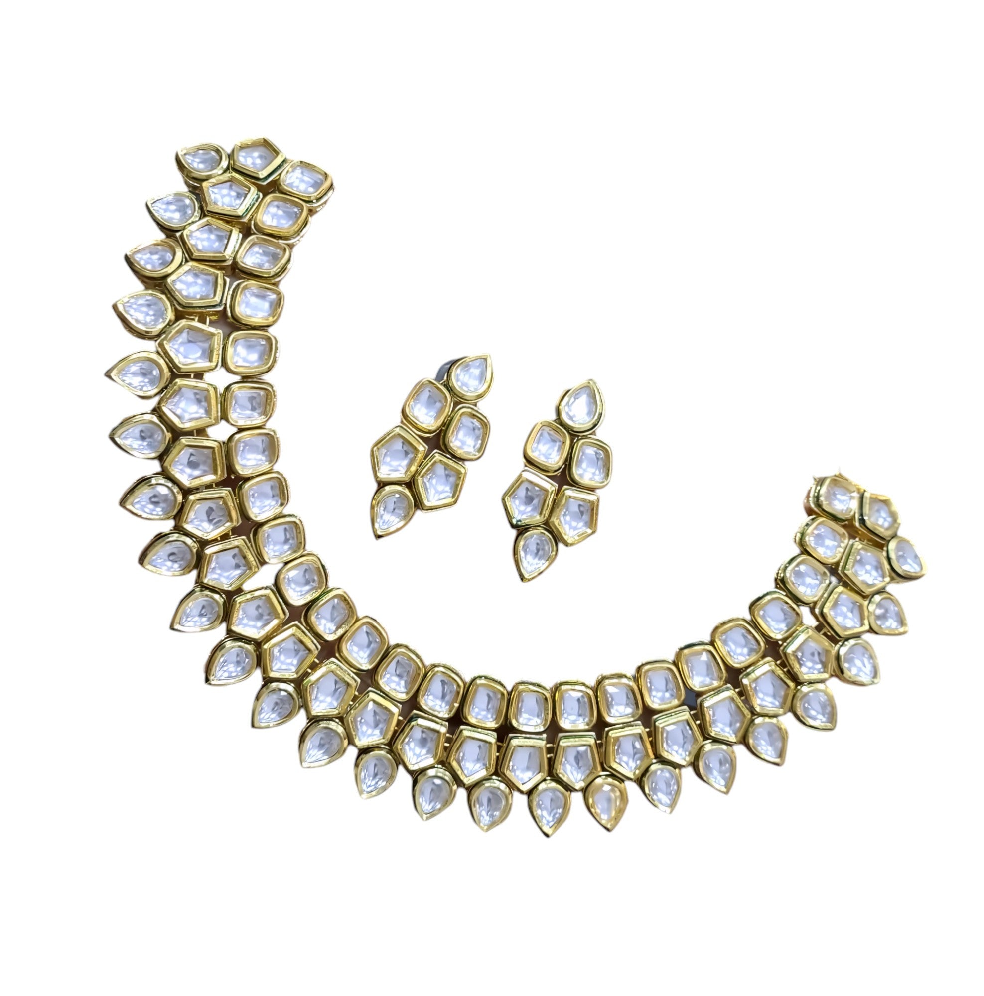 NS649 Kundan Necklace Earring Jewellery Set