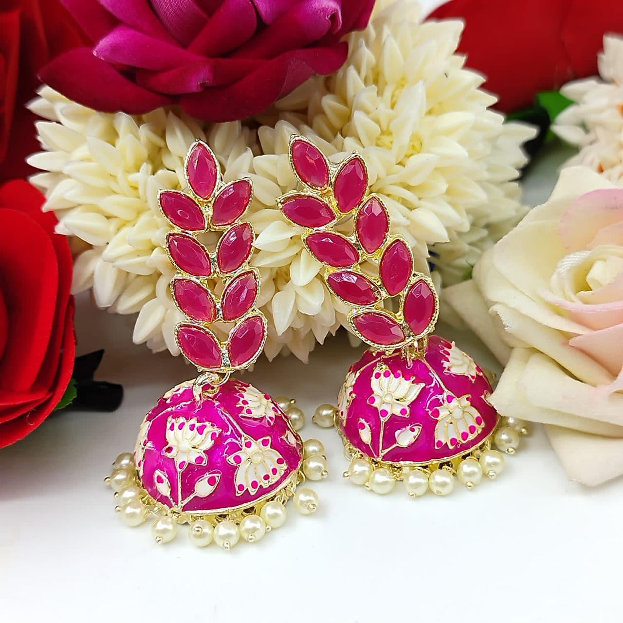 Meenakari Earring (ER21 RANI) - Earrings Artificial from Knight Angel Jewels
