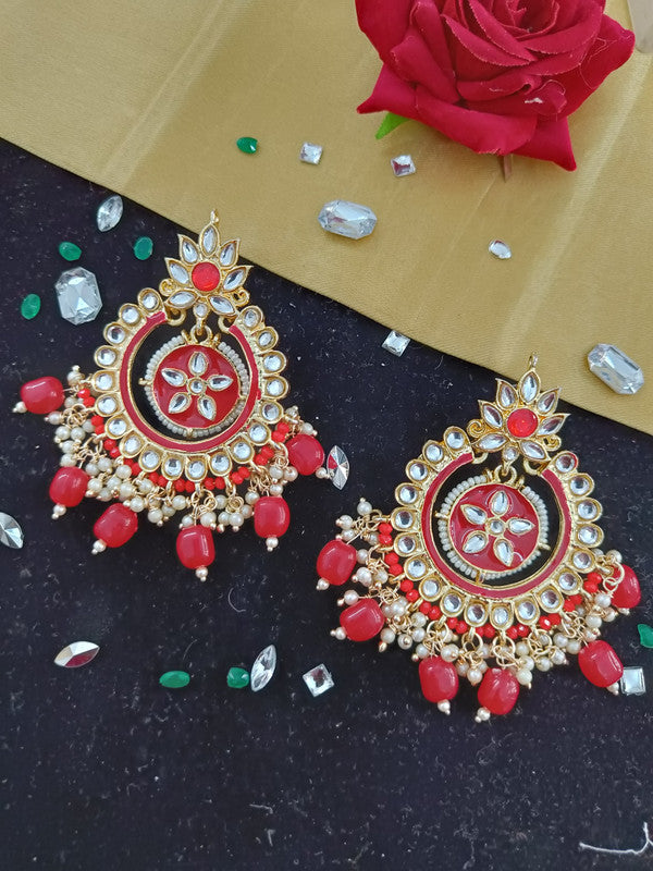 Meenakari Earring (ER69 RED) - Earrings Artificial from Knight Angel Jewels