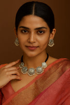 Oxidised choker necklace set