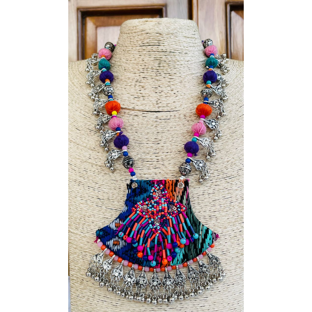 Luxurious Stylish Handmade Navratri oxidised fabric fusion jewellery