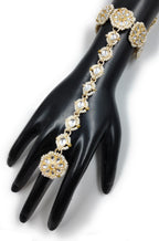 BR117 Flower Kundan Flower Hand Ring Bracelet