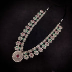 NS627 Maroon Green Kundan Necklace Earring Jewellery Set