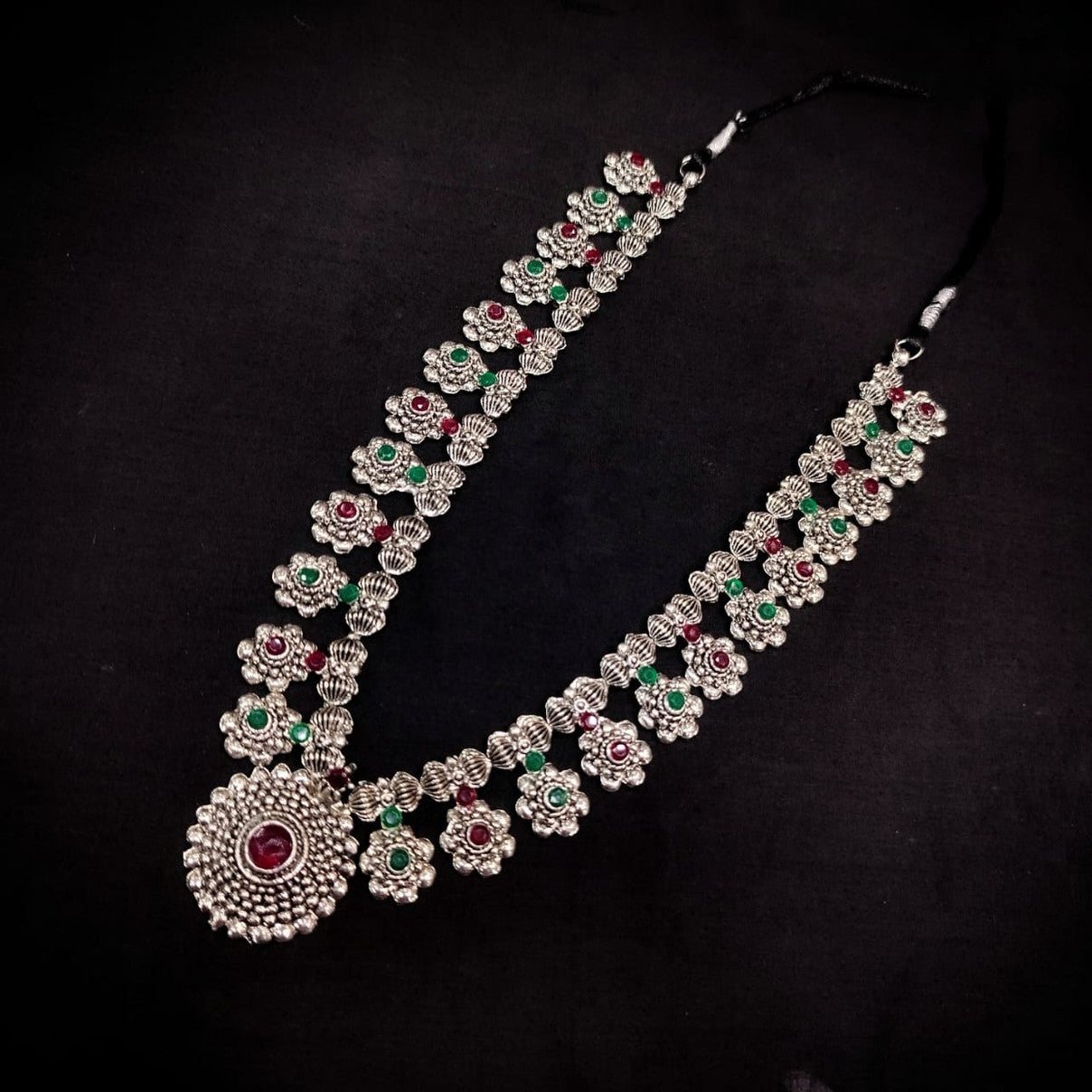 NS627 Maroon Green Kundan Necklace Earring Jewellery Set