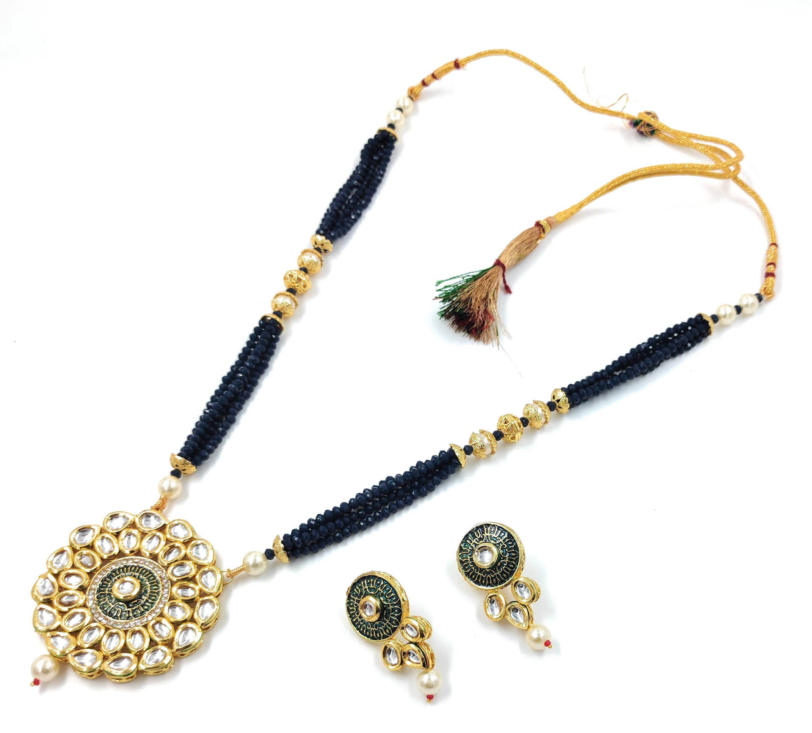 Kundan Long Necklace Set (K2 BLUE)