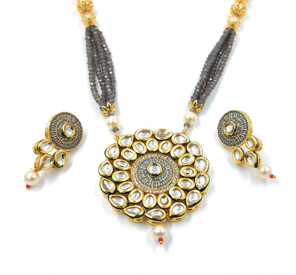 Kundan Long Necklace Set (K2 GREY)