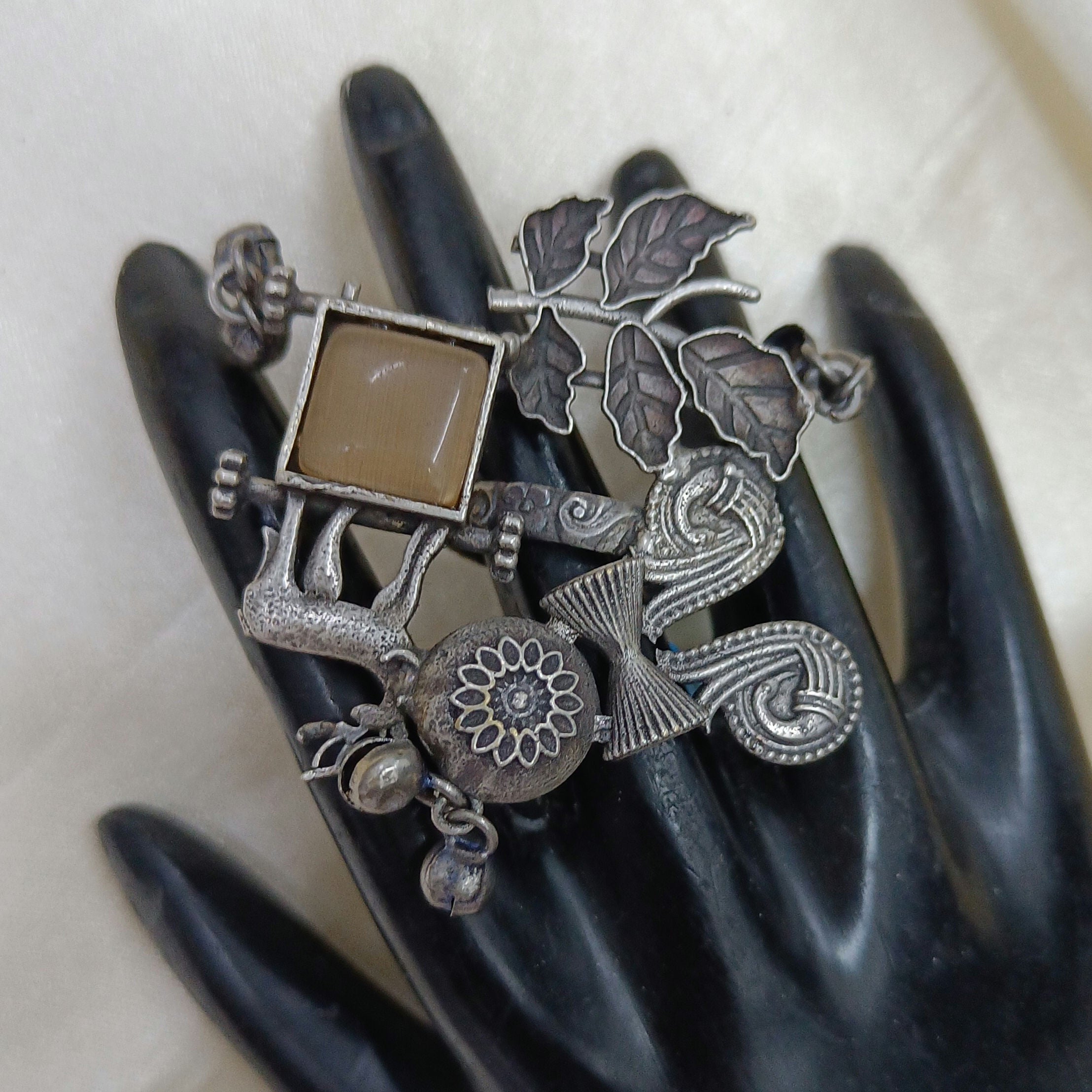 Sleek Luxurious Oxidised Silver Plated Ring