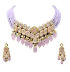 NS681 BABY PINK Kundan Necklace Earring Jewellery Set