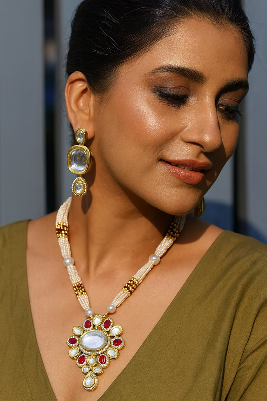 Gorgeous Twist Kundan Long Necklace set