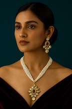 Opulent Highlight Kundan Pendant necklace earring set