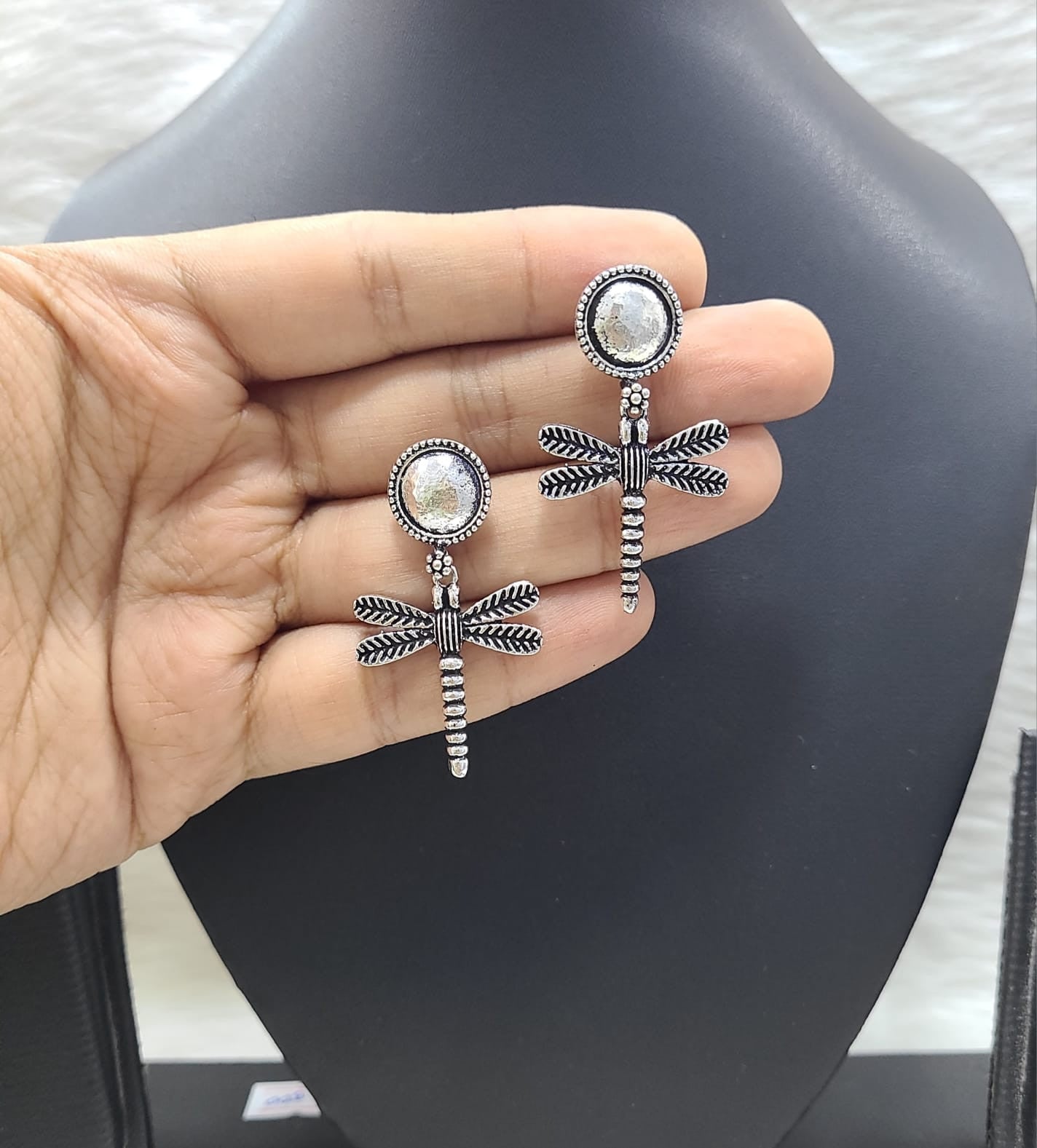Adorable German Silver Earring Set - Oxidised German Earrings from Knight Angel Jewels