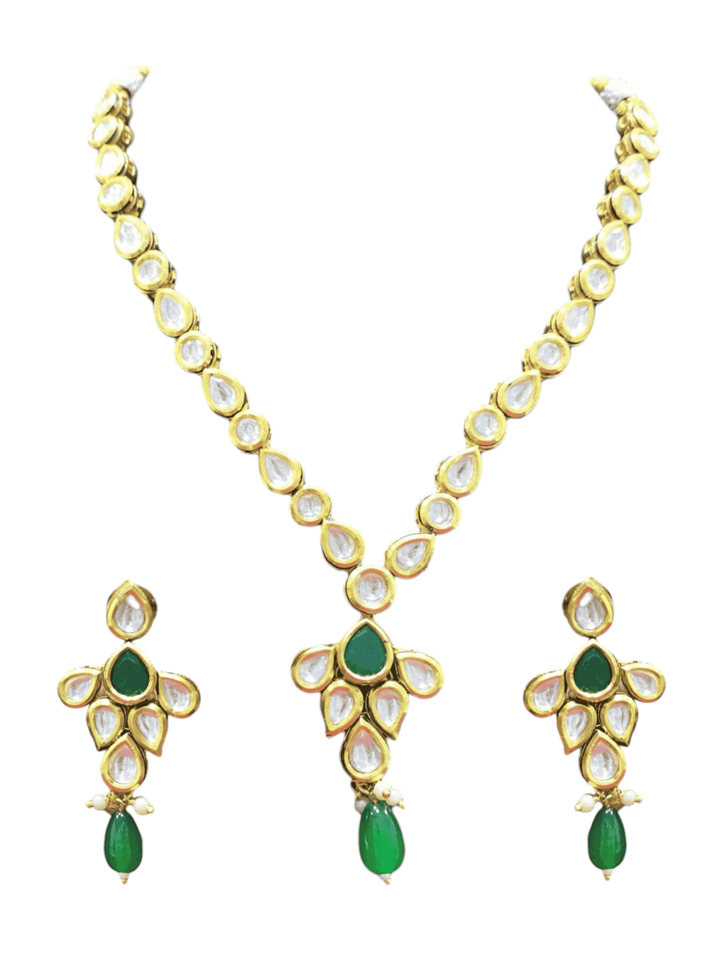 NS502 Green Kundan Necklace Earring Jewellery Set