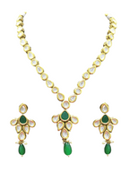 NS502 Green Kundan Necklace Earring Jewellery Set