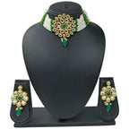 NS82 GREEN Kundan Necklace Earring Jewellery Set
