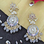 Kundan Meenakari Earring (ER66 GREY) - Earrings Artificial from Knight Angel Jewels