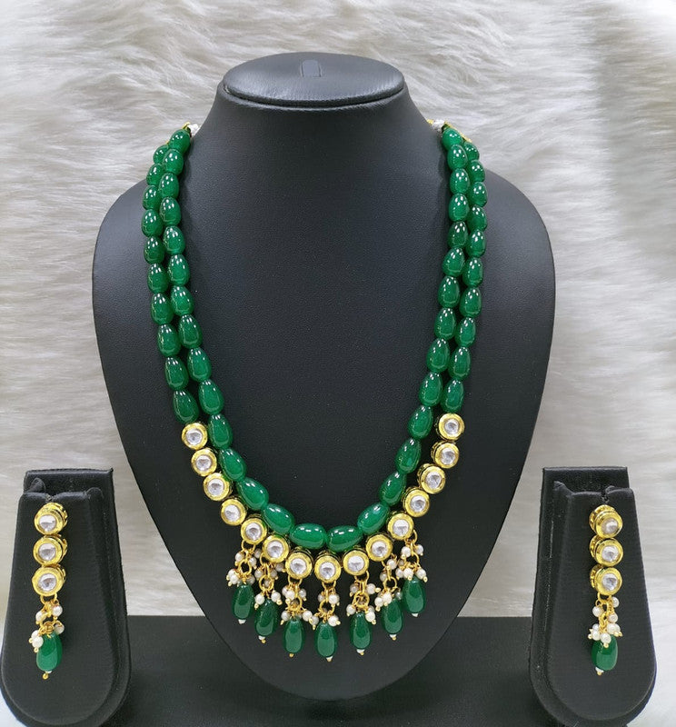 Kundan Pearl Necklace Set (K65 GREEN)