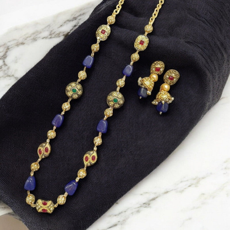 Vintage Touch Premium Quality Semiprecious Single line Stone Mala Set