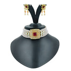 NS43 PEACH Kundan Necklace Earring Jewellery Set