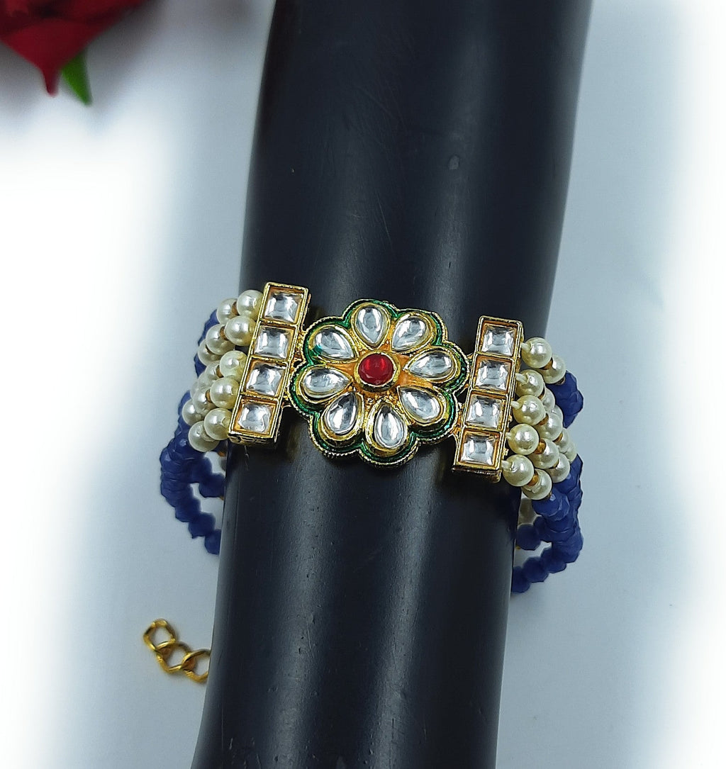 BR02 Blue kundan Bracelet for Women and Girls
