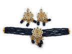 NS613 Blue Kundan Necklace Earring Jewellery Set