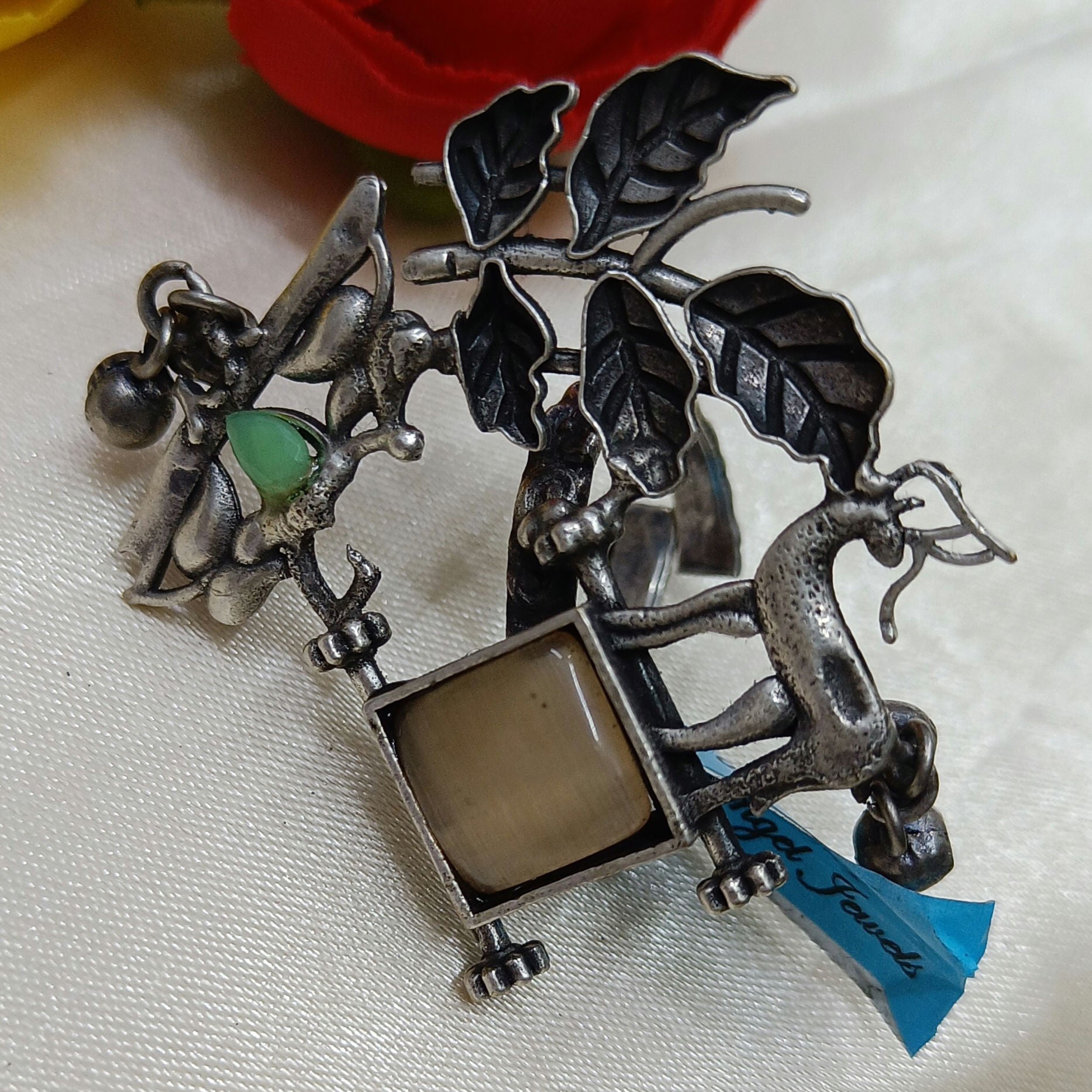 Graceful Oxidised Silver Plated Ring