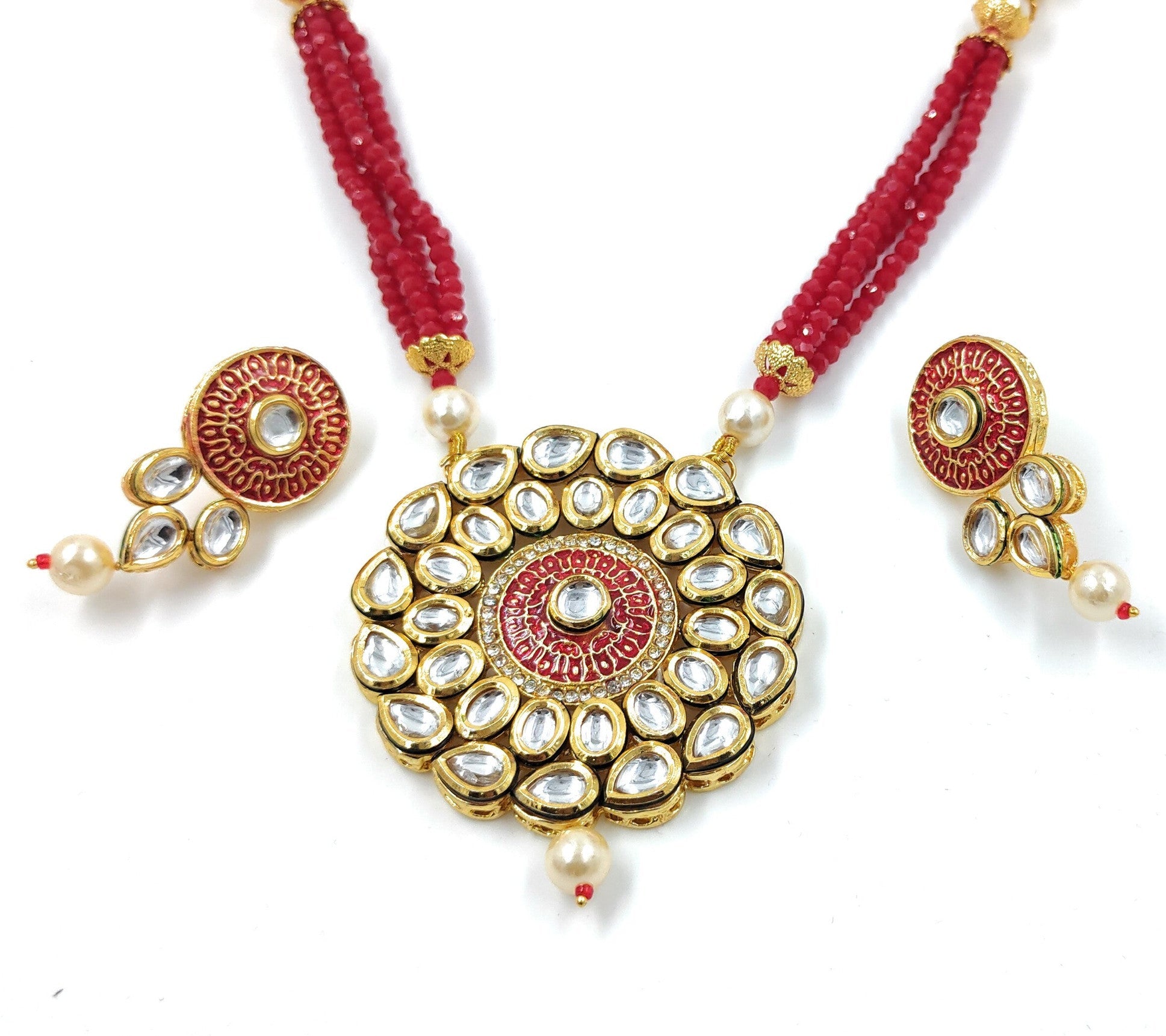 Kundan Long Necklace Set (K2 RED)