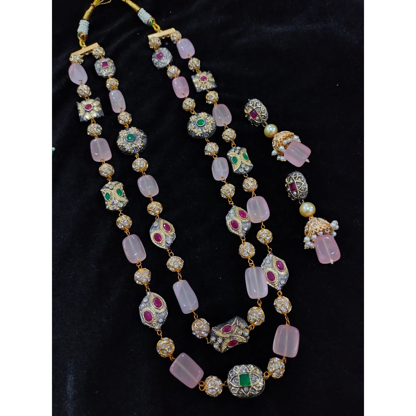 Lovely Premium Quality Semiprecious Double line Stone Mala Set