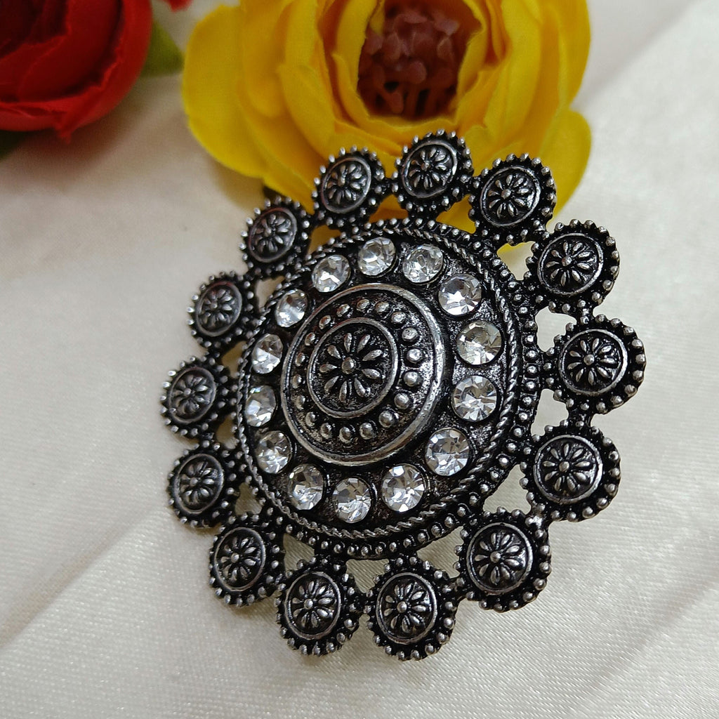 Vibrant Oxidised Big Ring