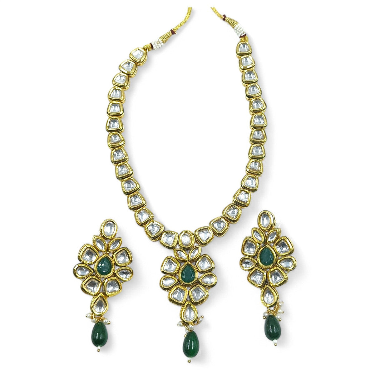 NS453 Green Kundan Necklace Earring Jewellery Set