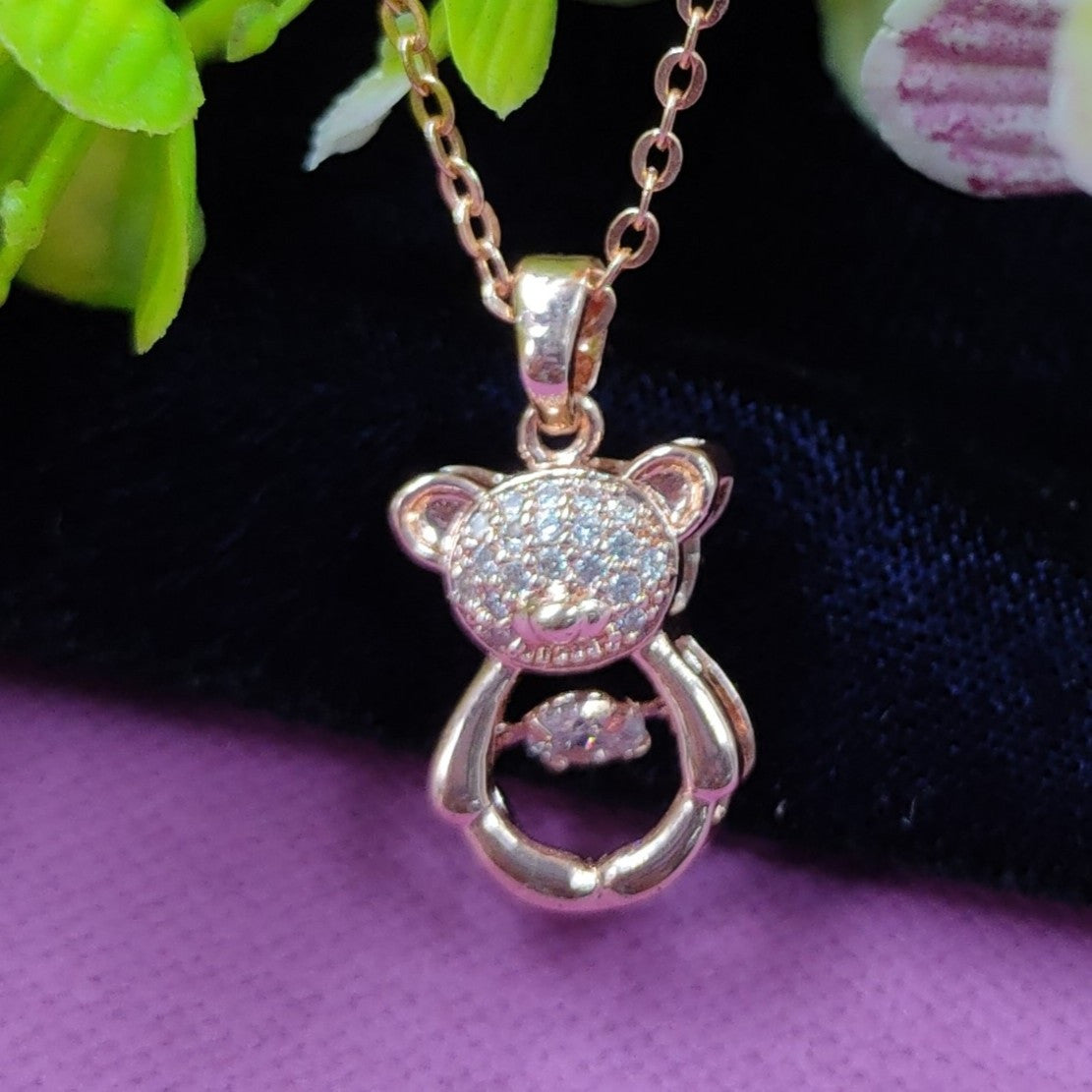 Teddy rosegold pendant necklace for women and girls